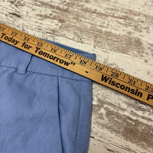 J. Crew Chino Shorts Women's Size 8 Pastel Blue Linen Blend, Scalloped Hem - Picture 7 of 10